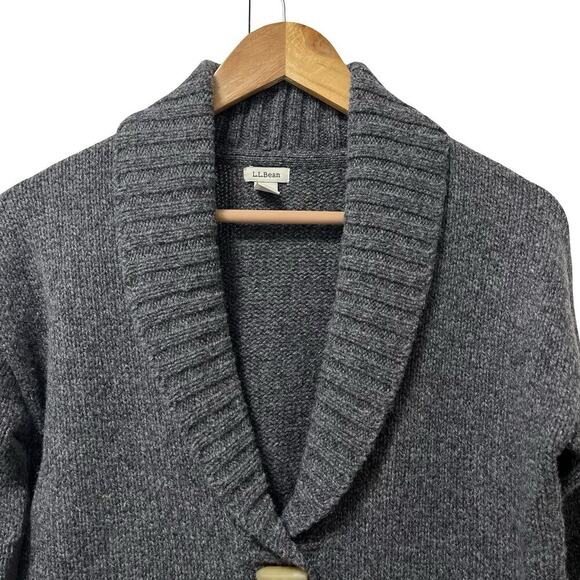 LL Bean Womens Classic Ragg Lambs Wool Shawl Cardigan Size XS Gray Heritage - Picture 4 of 7